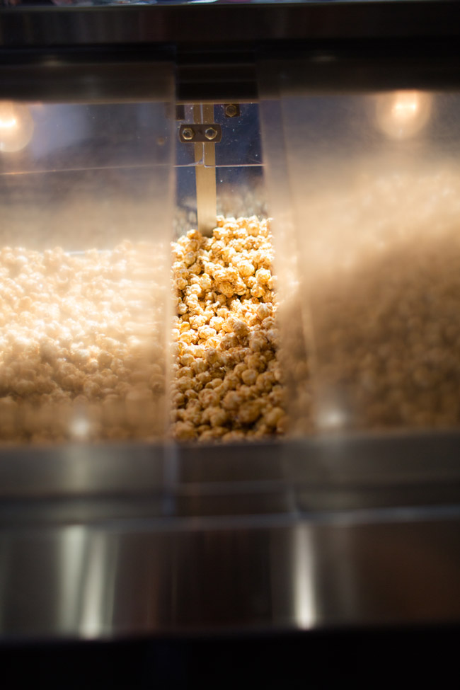 homemade popcorn in case